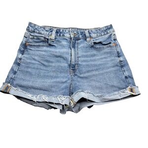 American‎ Eagle Mom Shorts Denim Cuffed Hem Stretch Blue Womens Size 10